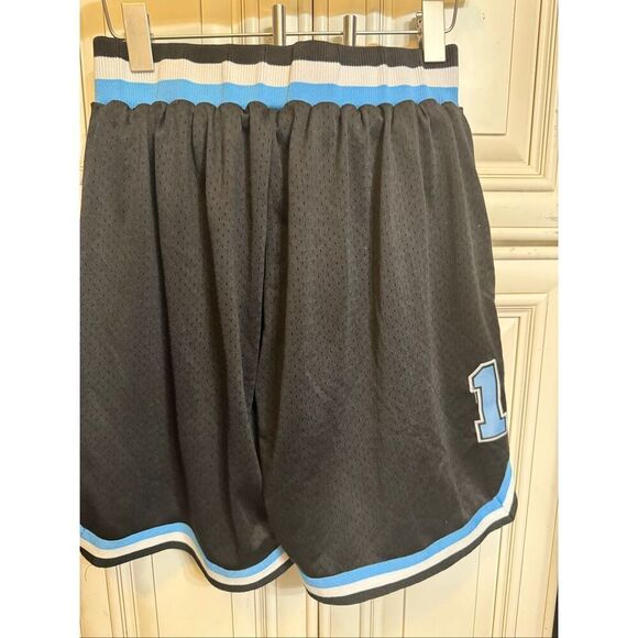 Men's Striped Trim #13 Mesh Perforated Sports Basketball Shorts Black Blue Small - Picture 2 of 11